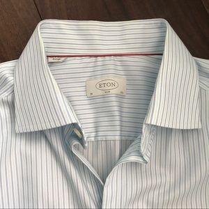 Eton Blue and green stripe slim fit shirt